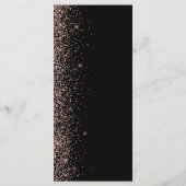 Moderne Black Rose Gold Glitzer Edge Wedding Menükarte (Rückseite)