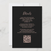 Moderne Black Rose Gold Glitzer QR Code Hochzeit Einladung (Rückseite)