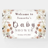 Moderne Black Rustic Boho Wildblume Babydusche Banner (Horizontal)