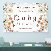 Moderne Black Rustic Boho Wildblume Babydusche Banner (Messe)
