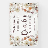 Moderne Black Rustic Boho Wildblume Babydusche Banner (Vertikal)