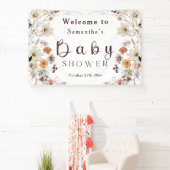 Moderne Black Rustic Boho Wildblume Babydusche Banner (InSitu)