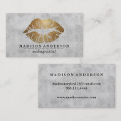 Moderne Black Salon Gold Lips Visitenkarte (Vorne/Hinten)