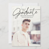 Moderne Black Script 2 Foto Graduation Party Einladung (Vorderseite)