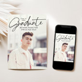 Moderne Black Script 2 Foto Graduation Party Einladung