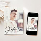 Moderne Black Script 2 Foto Graduation Party Einladung