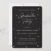 Moderne Black Script and Stars Graduation Party Einladung (Vorderseite)