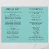 Moderne Black Script Aqua Blue Weddingprogramme (Rückseite)