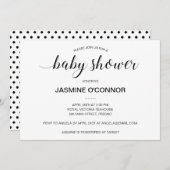 Moderne Black Script Baby Dusche Einladung (Vorne/Hinten)