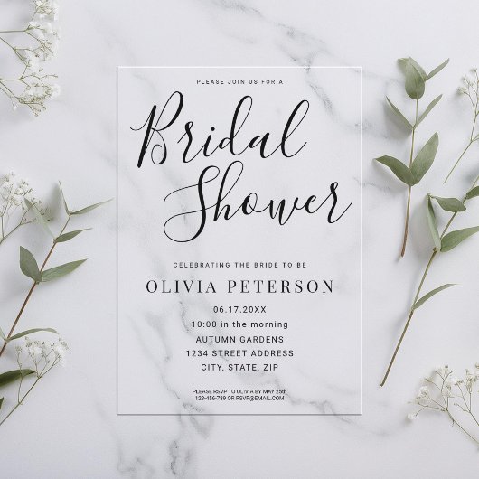 Moderne Black Script Bridal Dusche Einladung
