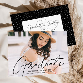Moderne Black Script Foto Graduation Party Einladung
