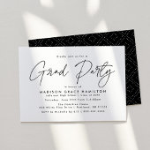 Moderne Black Script Graduation Party Einladung