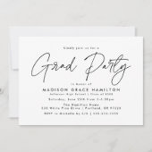 Moderne Black Script Graduation Party Einladung (Vorderseite)