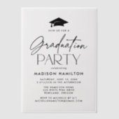 Moderne Black Script Graduation Party Pergament Einladungen (Vorderseite)