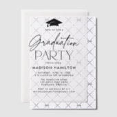 Moderne Black Script Graduation Party Pergament Einladungen (Versetzt (Einladung))