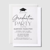 Moderne Black Script Graduation Party Pergament Einladungen (Versetzt)