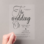 Moderne Black Script Hochzeit Acryleinladungen (Insitu (Handheld))