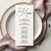 Moderne Black Script Hochzeit Menükarte