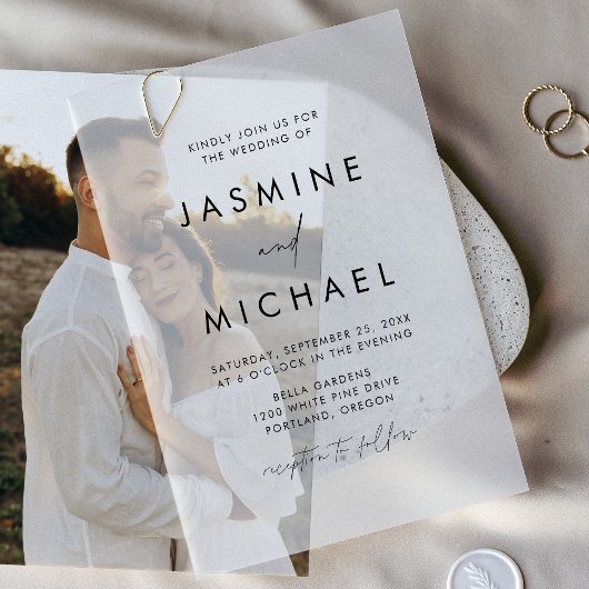 Moderne Black Script Hochzeit Pergament Einladungen