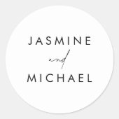 Moderne Black Script-Hochzeitsskripte-Umschlag Auf Runder Aufkleber (Vorderseite)