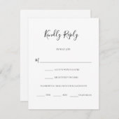 Moderne Black Script-Meal-Hochzeit RSVP Karte (Vorne/Hinten)