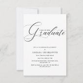Moderne Black Script Typografy Graduation Party Einladung (Vorderseite)