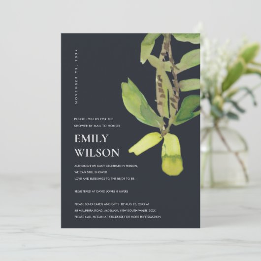 MODERNE BLACK SHOWER BY MAIL INVITE DANKESKARTE (Stehend Vorderseite)