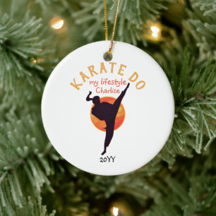 Moderne Black Silhouette Martial Arts Japan Karate Keramik Ornament
