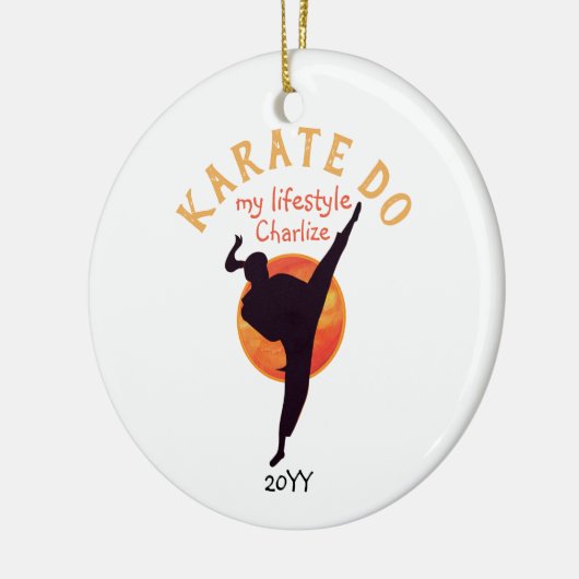 Moderne Black Silhouette Martial Arts Japan Karate Keramik Ornament (Links)