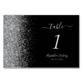 Moderne Black Silver Glitzer Edge Wedding Tischnummer (Rückseite)