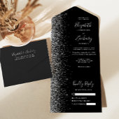 Moderne Black Silver Glitzer Wedding All In One Einladung