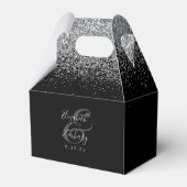 Moderne Black Silver Glitzer Wedding Geschenkschachtel (Rückseite)