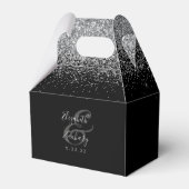 Moderne Black Silver Glitzer Wedding Geschenkschachtel (Vorderseite)