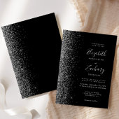 Moderne Black Silver Imitate Glitzer Edge Wedding Einladung