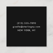 Moderne Black Silver Luxury Minimal Typografie Quadratische Visitenkarte (Rückseite)