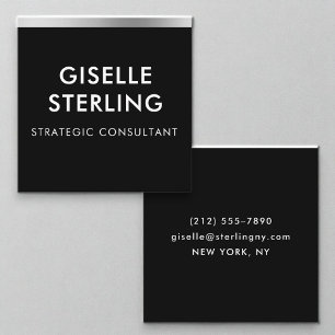 Moderne Black Silver Luxury Minimal Typografie Quadratische Visitenkarte