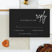 Moderne Black Simple Wedding RSVP Card