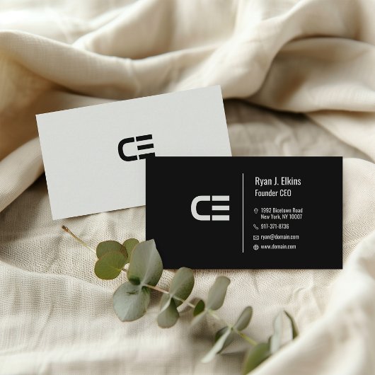 Moderne Black Startup, CEO & Founder Business Card Visitenkarte