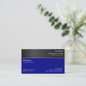 Moderne Black Steel und Dark Blue Business Card Visitenkarte (Stehend Vorderseite)