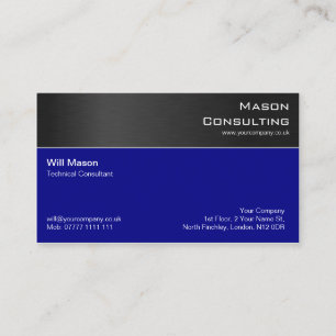 Moderne Black Steel und Dark Blue Business Card Visitenkarte