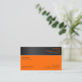 Moderne Black Steel und Orange Business Card Visitenkarte (Stehend Vorderseite)