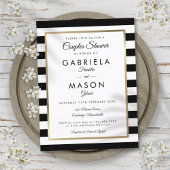 Moderne Black Stripe Gold Paare Dusche Einladungspostkarte