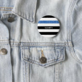 Moderne Black Stripes IMITATE Blue Glitz und Name Button (Beispiel)