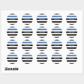 Moderne Black Stripes IMITATE Blue Glitz und Name Runder Aufkleber (Blatt)