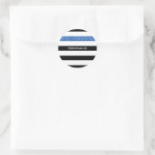 Moderne Black Stripes IMITATE Blue Glitz und Name Runder Aufkleber (Tasche)