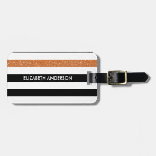 Moderne Black Stripes IMITATE Orange Glitz und Nam Gepäckanhänger