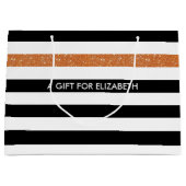 Moderne Black Stripes IMITATE Orange Glitz und Nam Große Geschenktüte (Vorderseite)