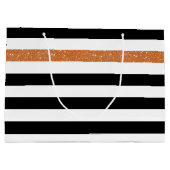 Moderne Black Stripes IMITATE Orange Glitz und Nam Große Geschenktüte (Rückseite)