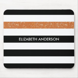 Moderne Black Stripes IMITATE Orange Glitz und Nam Mousepad