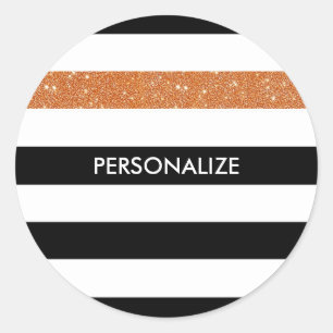 Moderne Black Stripes IMITATE Orange Glitz und Nam Runder Aufkleber